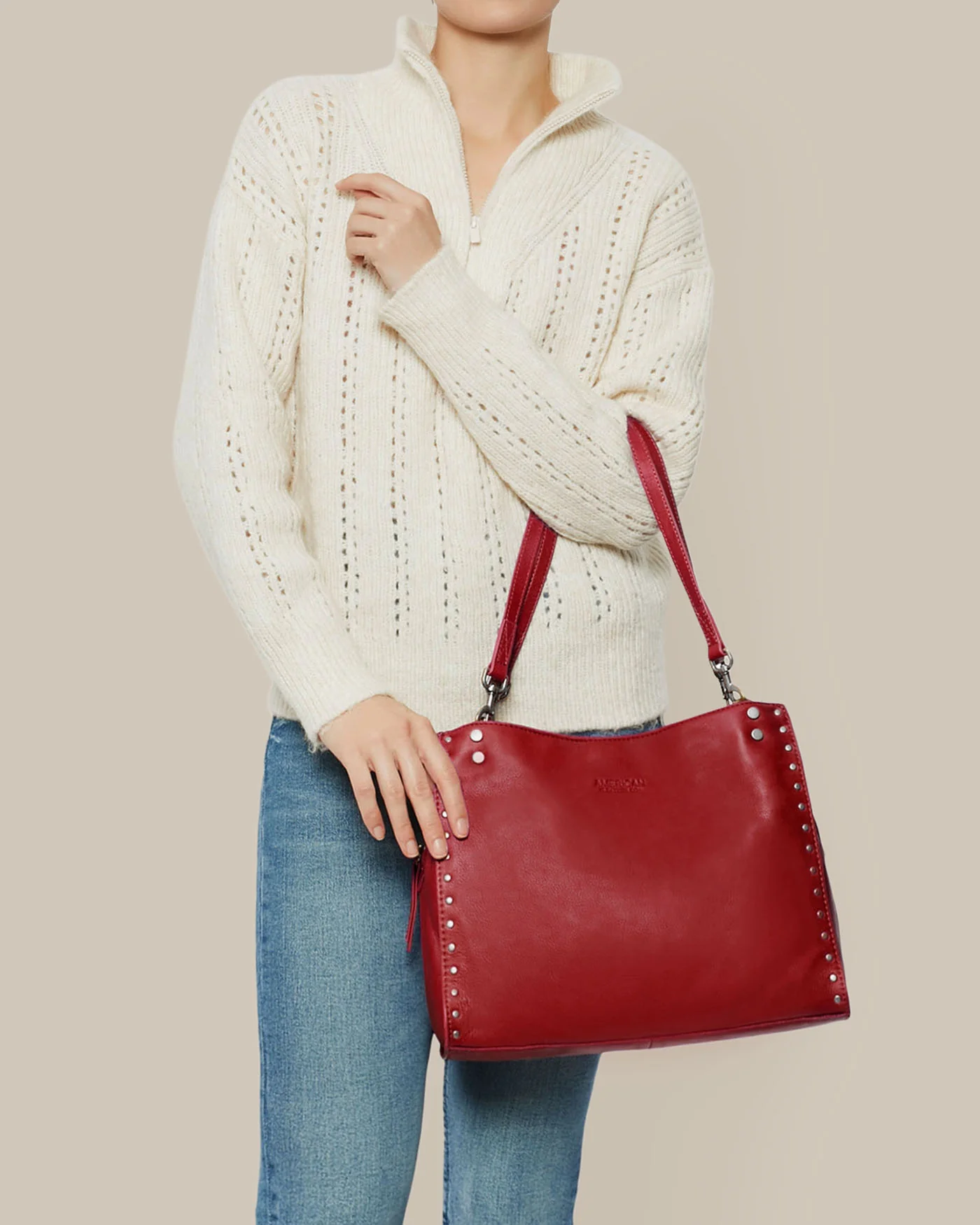 Lenox Studded Triple Entry Satchel - Image 67